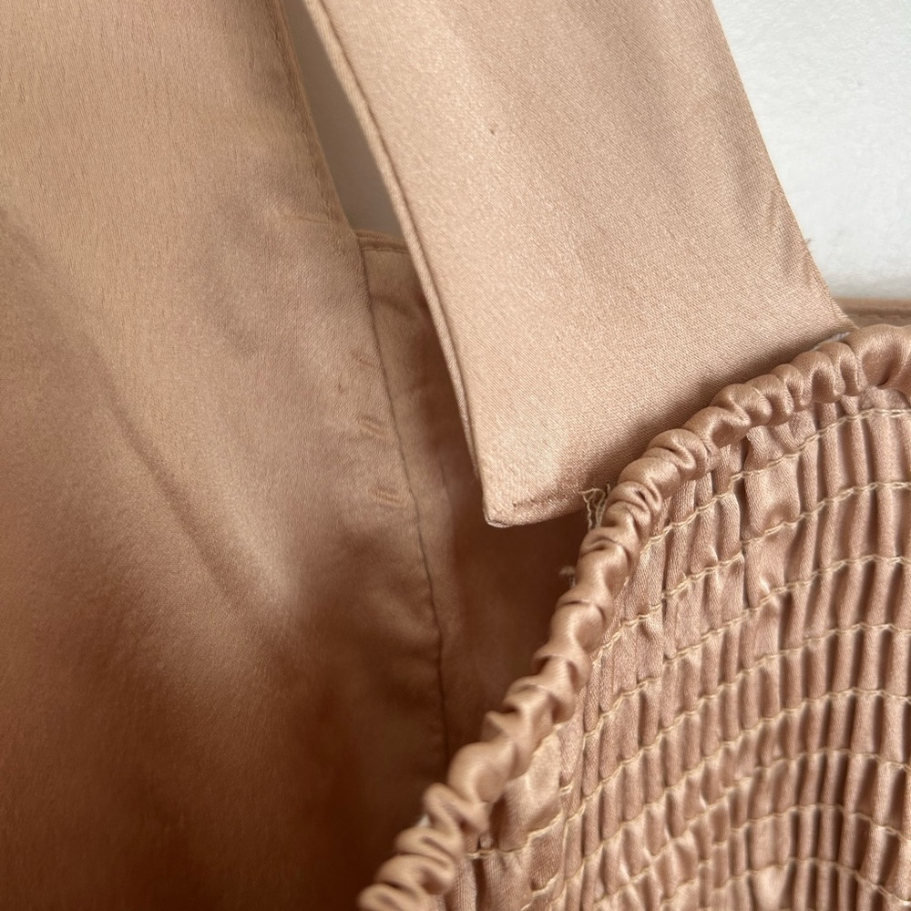 Show Me Your MuMu Beige Champagne Claire MIDI Dress Dune Luxe Satin Medium - Picture 5 of 5